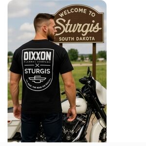 New DIXXON‎ Men's Black S/S Sturgis Ride Roar Rally Badge Tee T-Shirt Shirt
